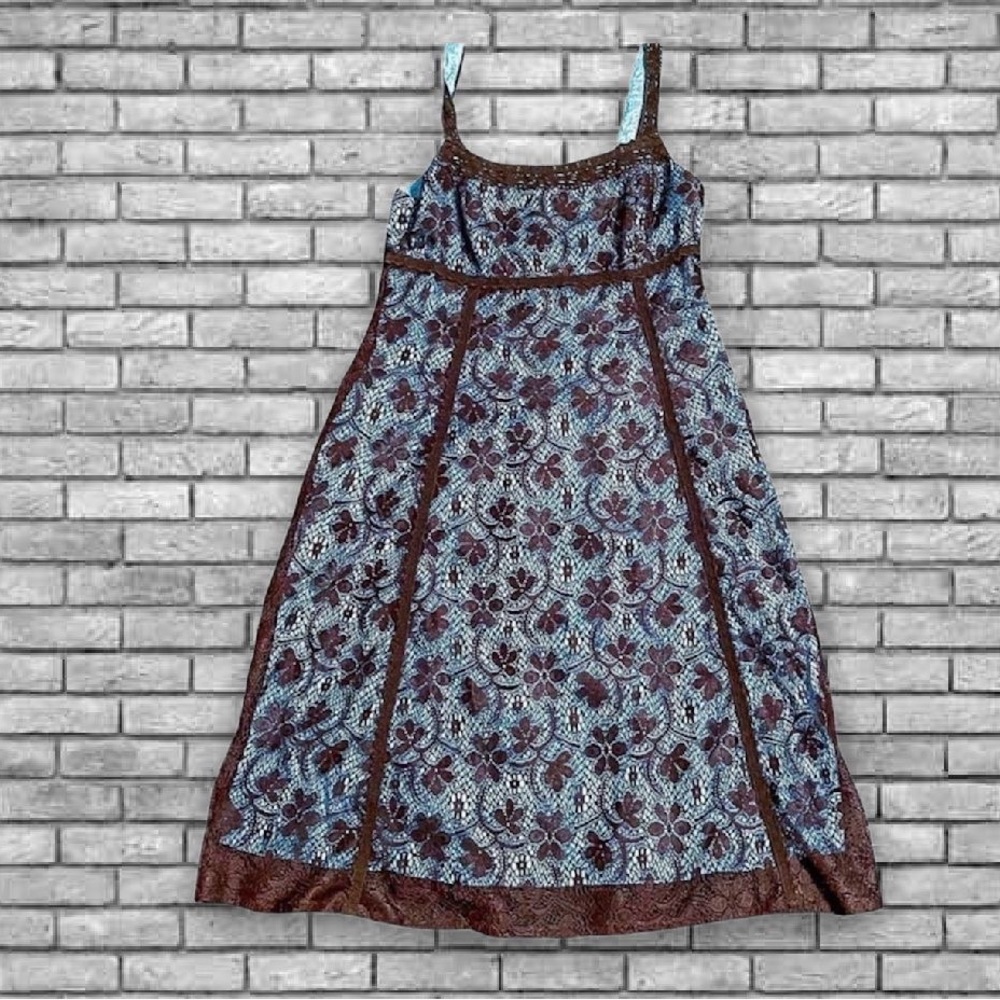 Rabbit Rabbit Rabbit Vintage Midi Satin & Lace Floral Boho Dress NWOT - Picture 3 of 16